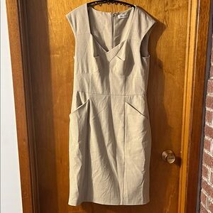 Woman’s Calvin Klein Beige Cap Sleeve Sheath Dress 6